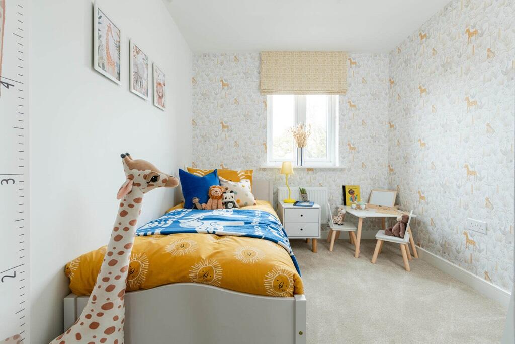 A bedroom on the first floor is great for guests or older children