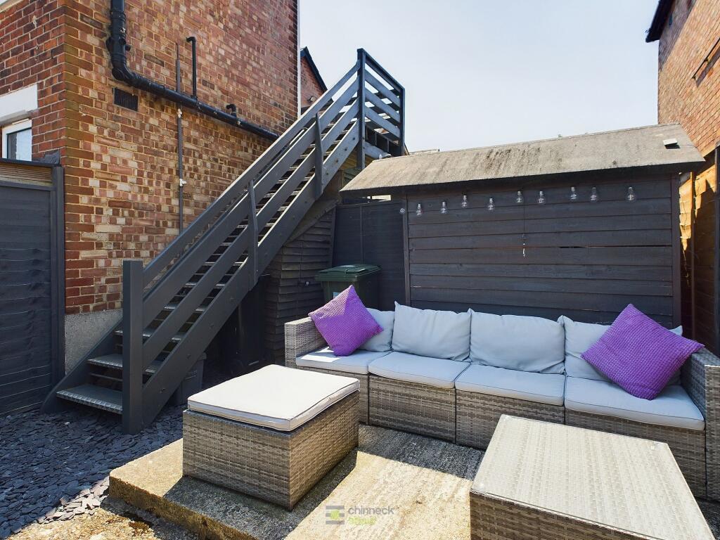 Rear Garden and staircase.