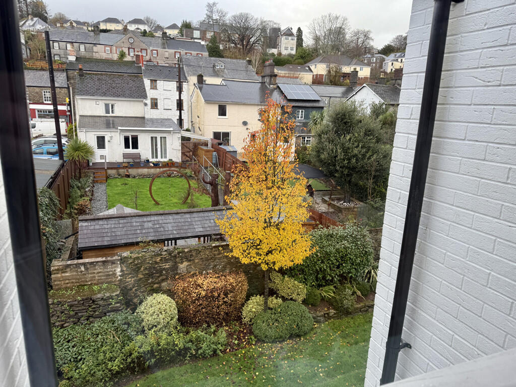 View over communal gardens