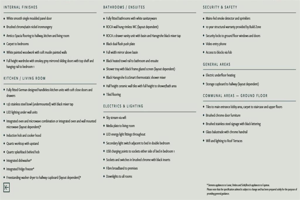APARTMENT SPECIFICATIONS