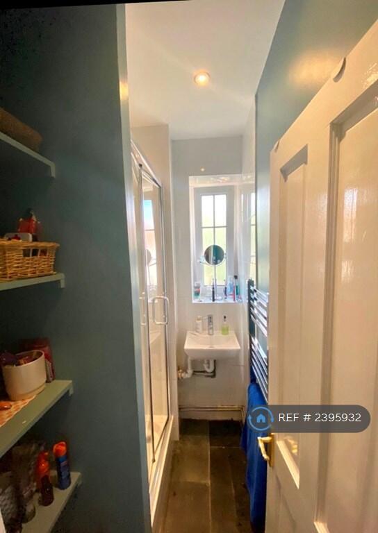 Shower Room With Sink And Shelves For Storage