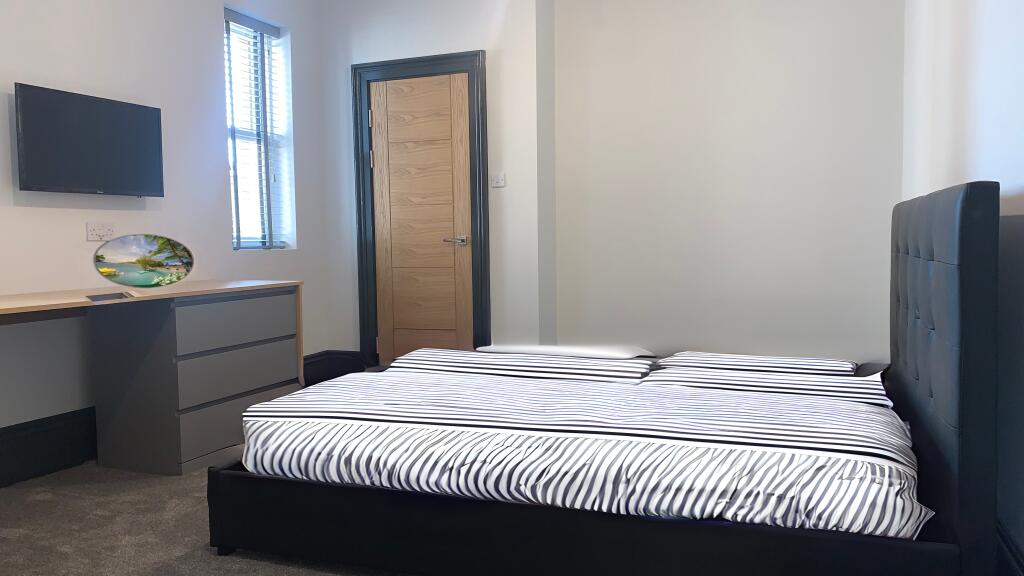 bedroom with black a