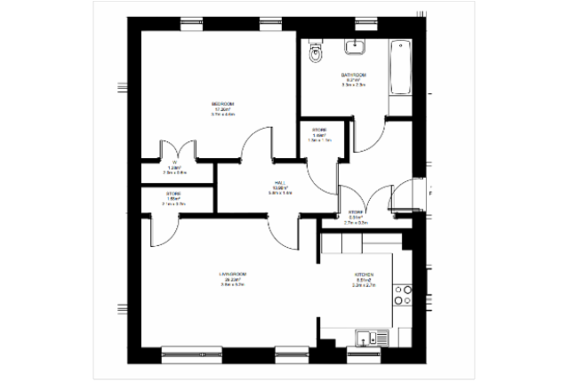 Floor plan one bedroom type C