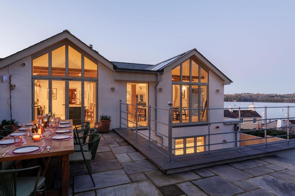 Rear Elevation Twilight_Yew Tree Cottage, Dittisham