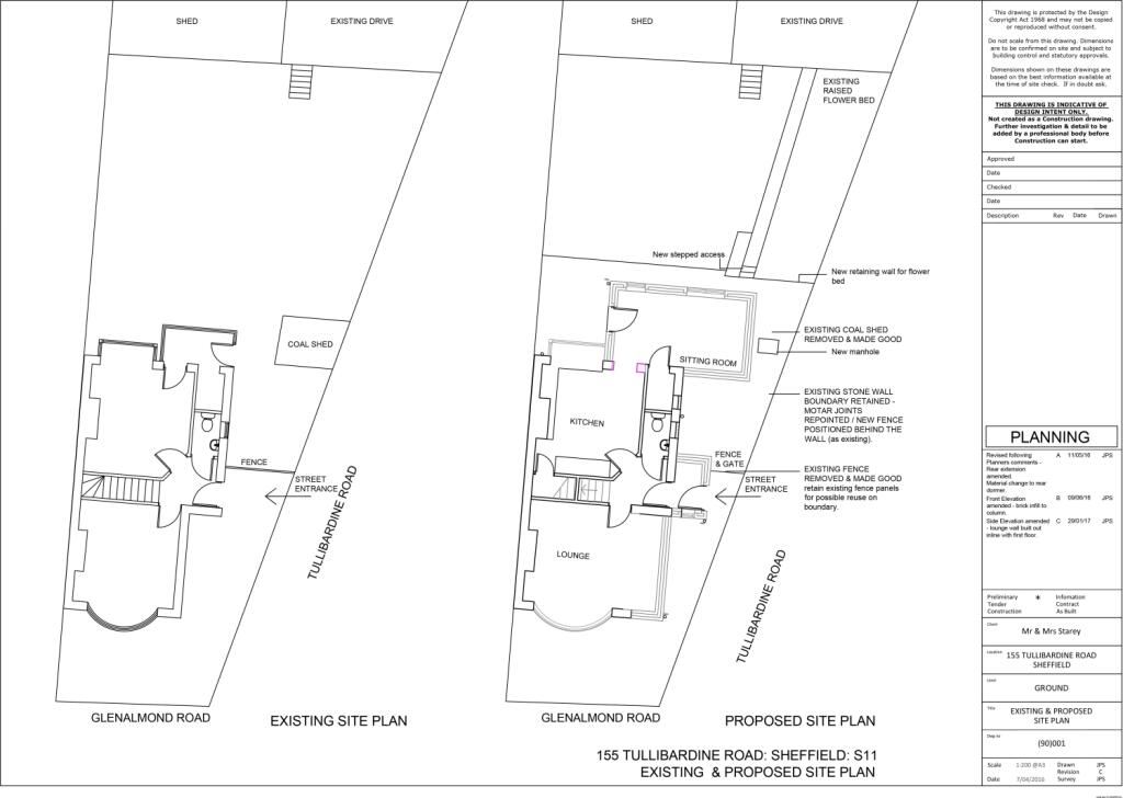 Plans showing approved plans for sun room and porc