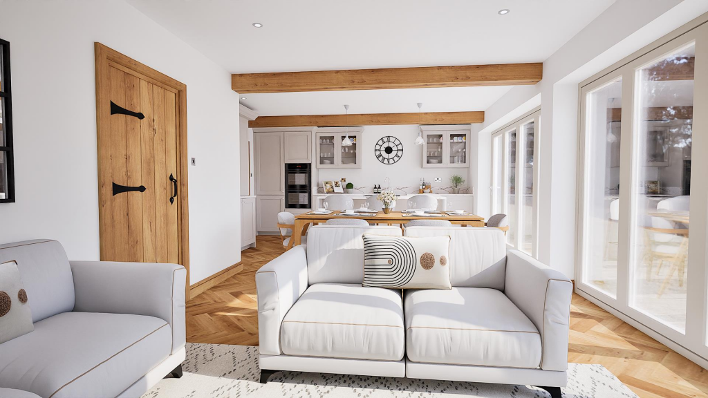 CGI Open Plan Living Dining Kitchen