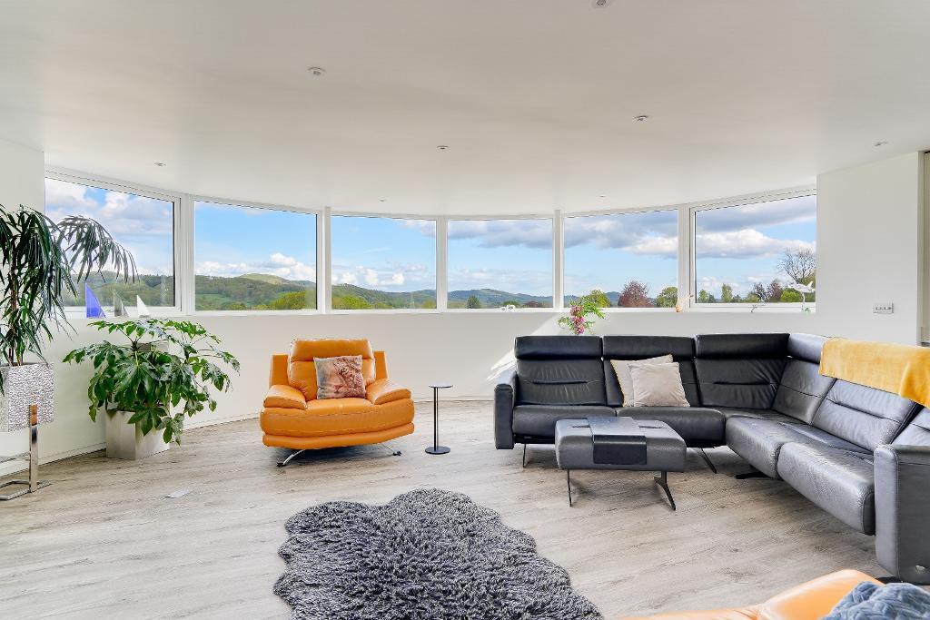 Circular living area with amazing views