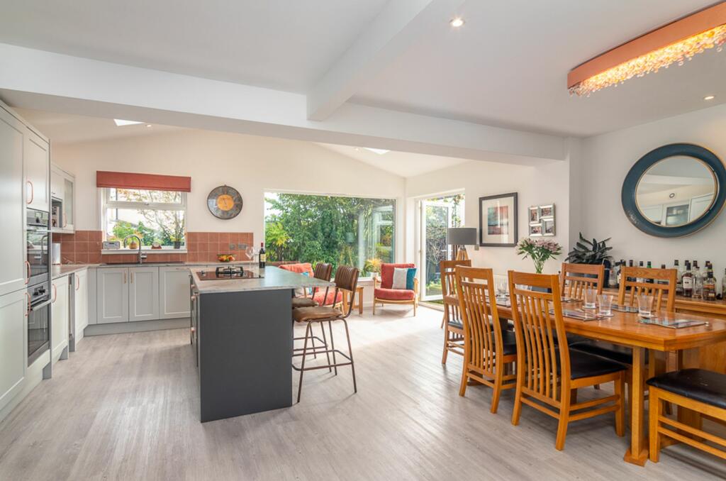 Kitchen, dining, family area