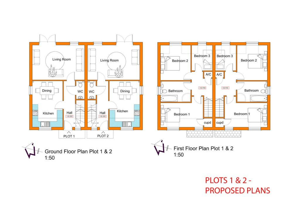 PLOTS 1 &amp; 2 - PROPOSED PLANS 17 Station Road, Mids