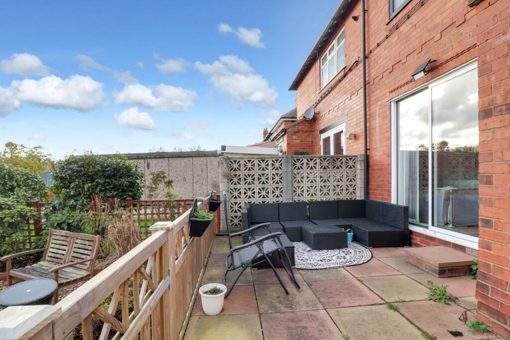 Rear view of patio area