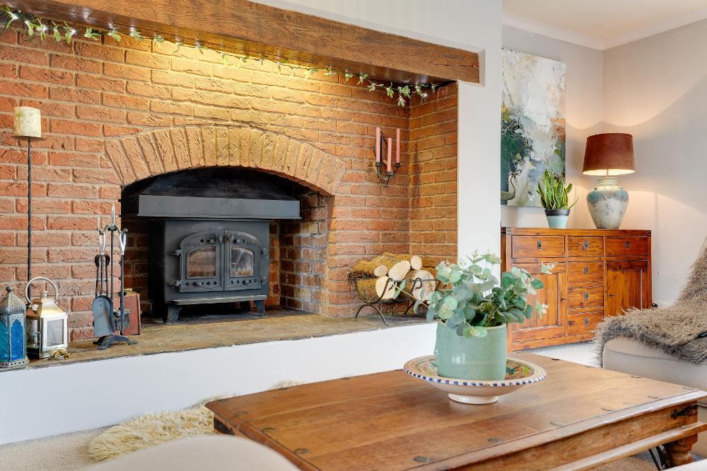 Large log burner in the sitting room