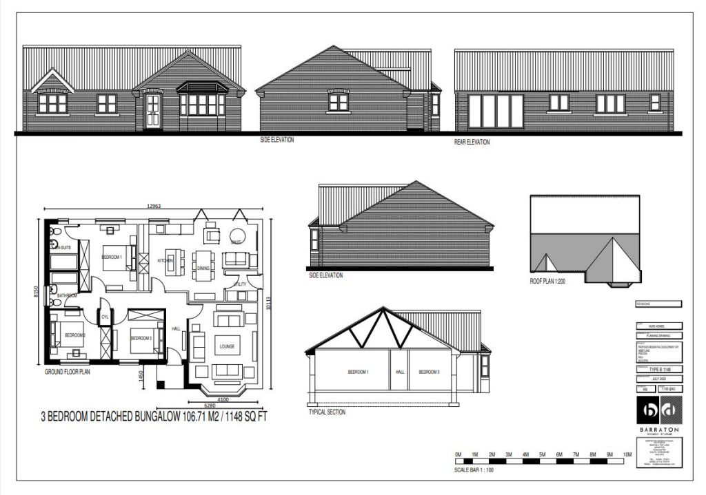 Three x 3 bedroom detached bungalows