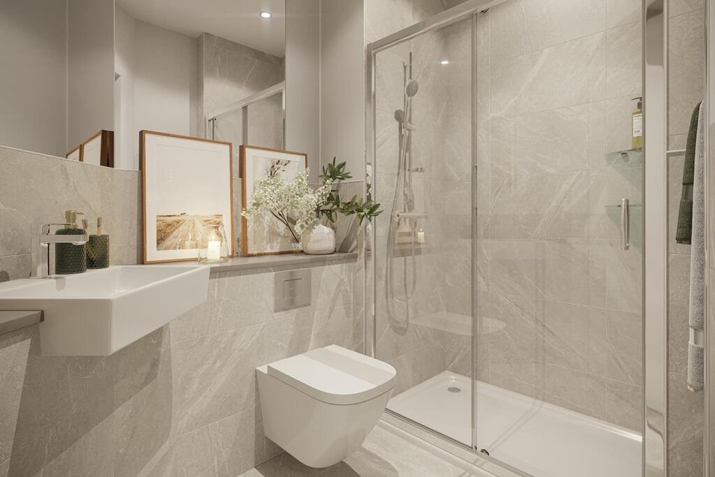 Ensuite finished in the light palette