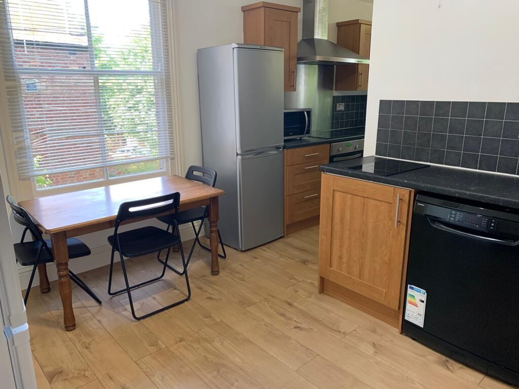 A bright and inviting kitchenette with modern a...