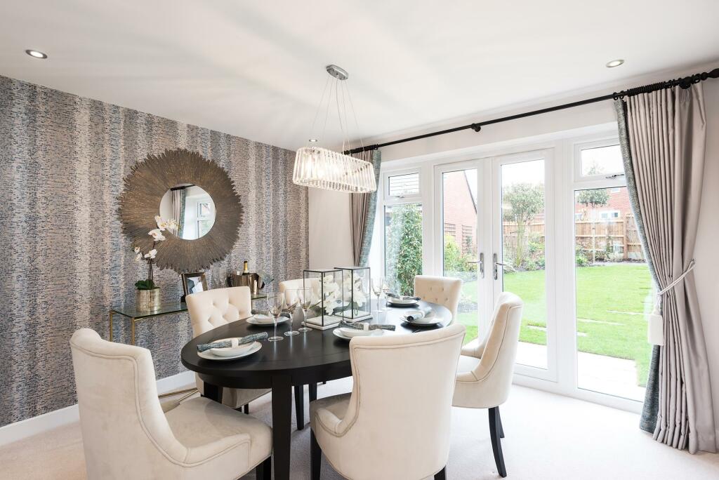 Separate dining room with French doors