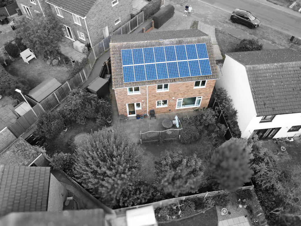 Solar panels on rear of house