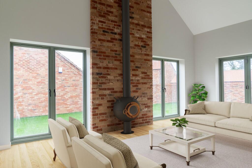 Floating log burner in the lounge