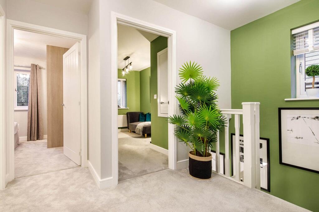 Bright landing flooded with natural light