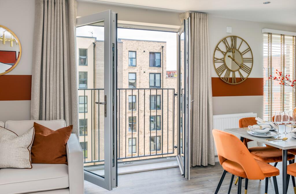 Balcony doors in three bedroom apartment