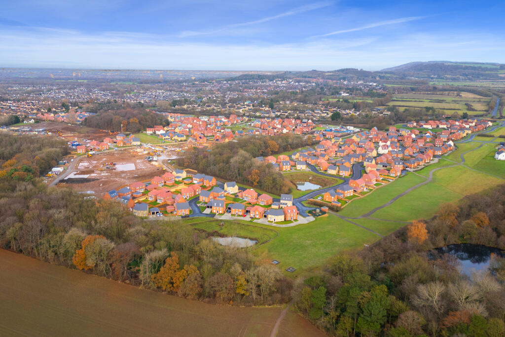 Drone image of homes at Grey Towers Village