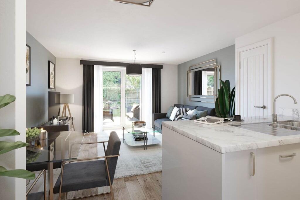 Open aspect living room/kitchen