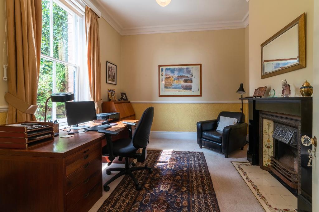 Ideal study and home office, fireplace