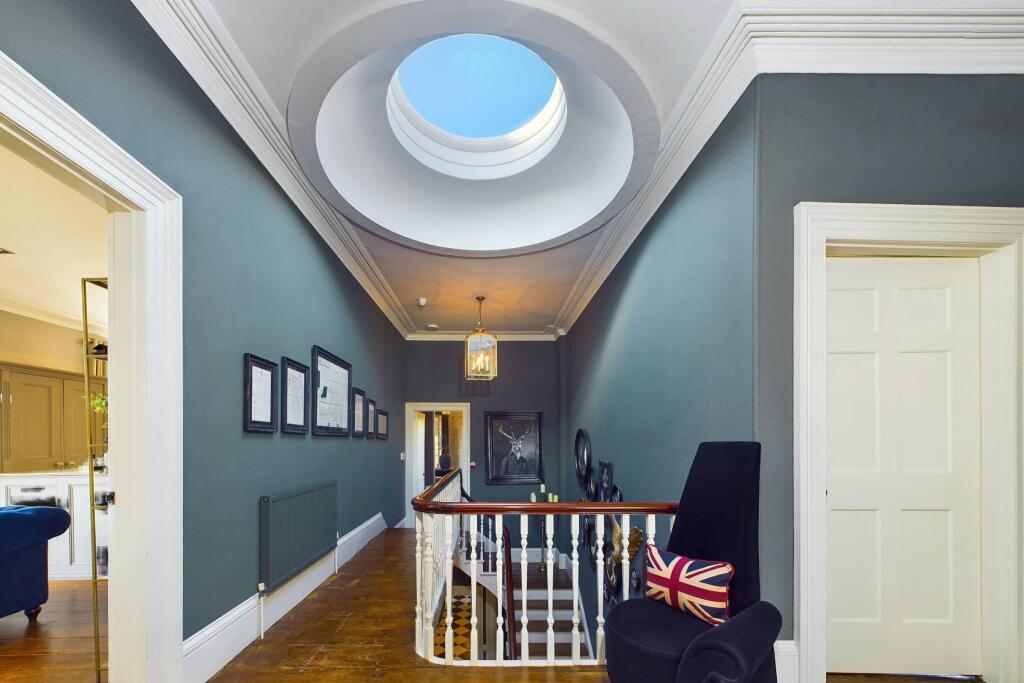 Gallery landing with ceiling glass dome