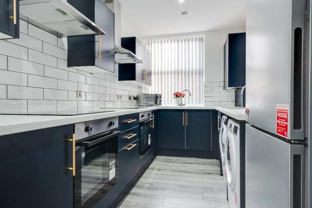 Modern kitchen featuring sleek cabinetry and am...