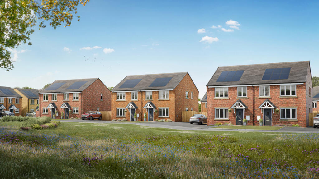 Computer generated street scene of homes at Sampson Green