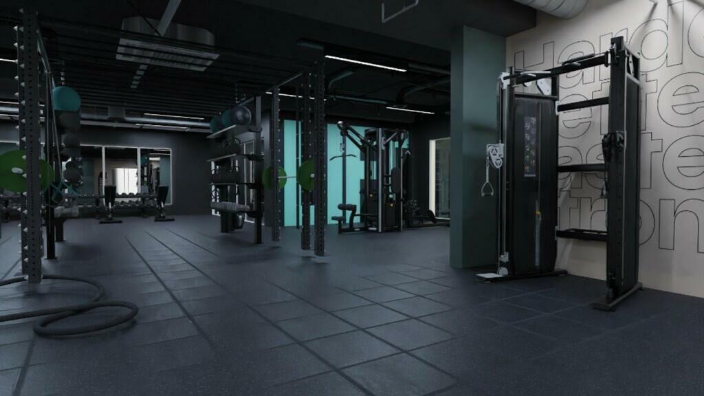 A spacious and modern gym with well-maintained ...
