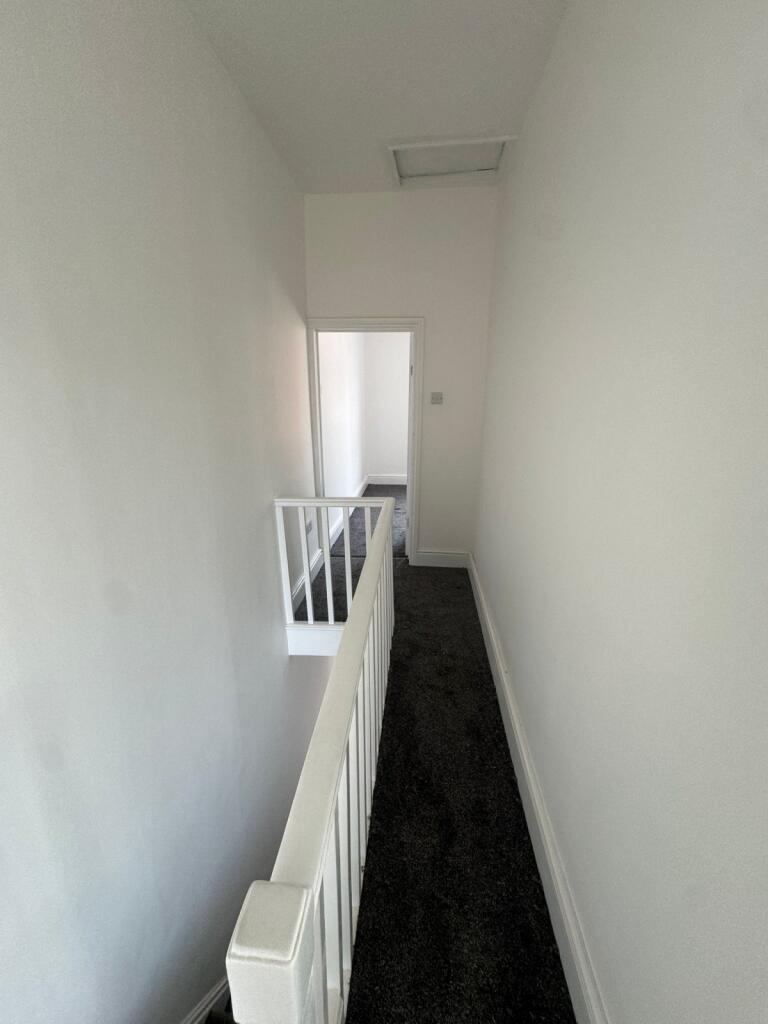 Bright and clean hallway with fresh white walls...