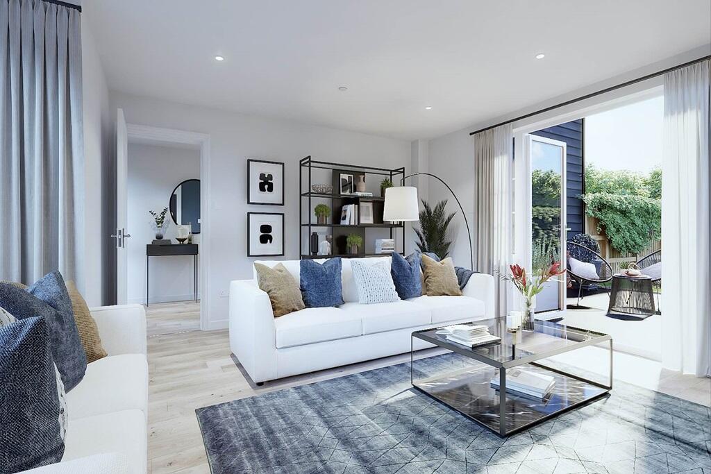 Open the French doors from the living room to expand the space