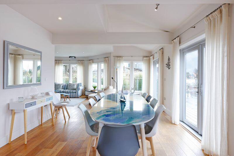Dining area with lake views