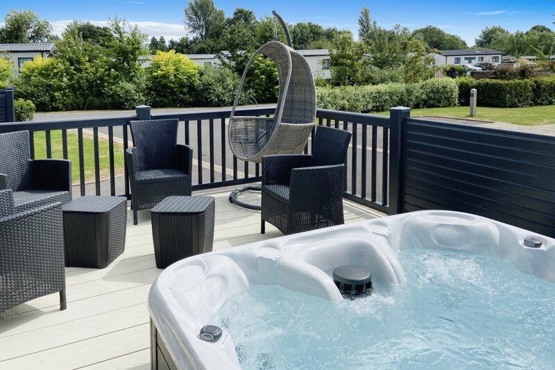 Decking and hot tub