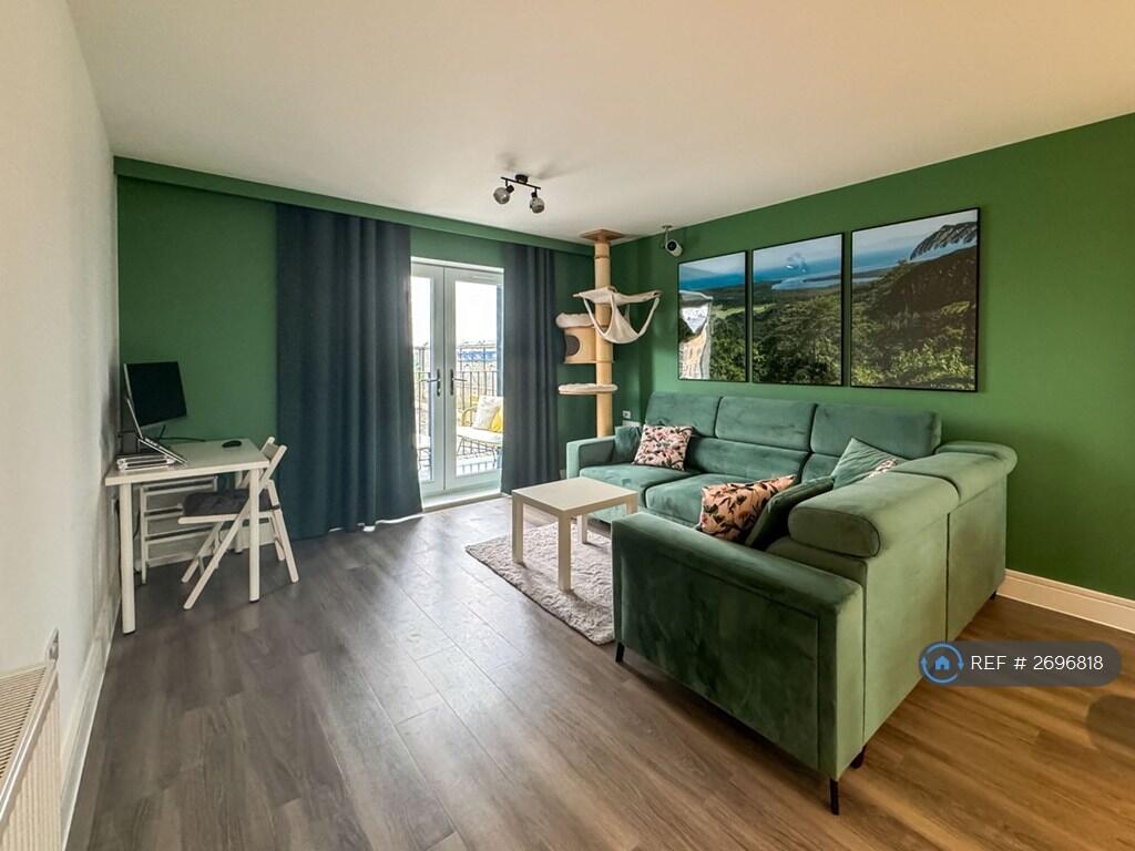 Living Room With Large Sofa And Coffee Table