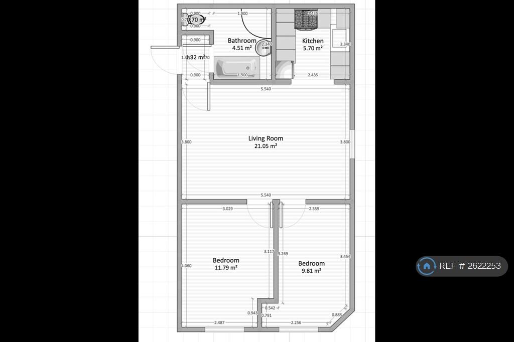 Floorplan - 625 Square Feet Total
