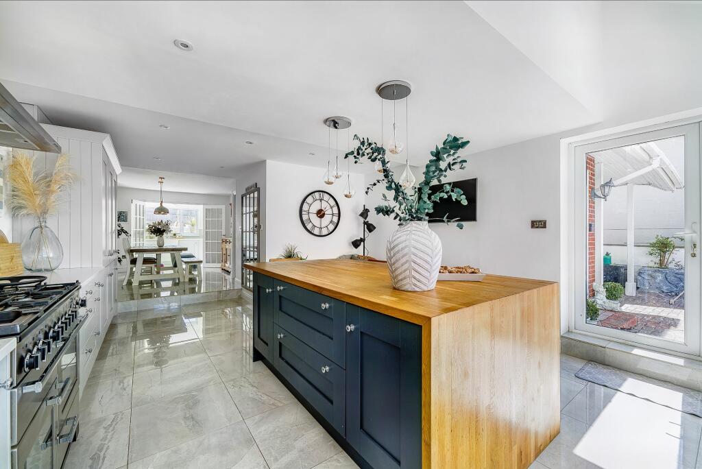 Kitchen into dining area