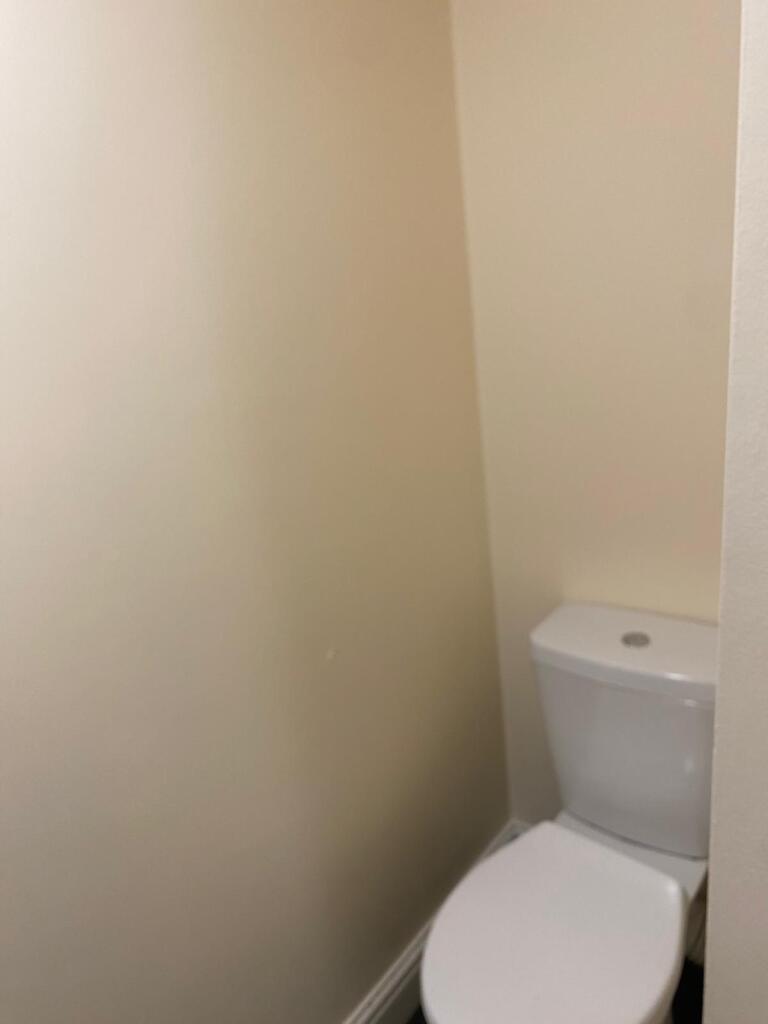 A clean and simple single toilet with a modern ...