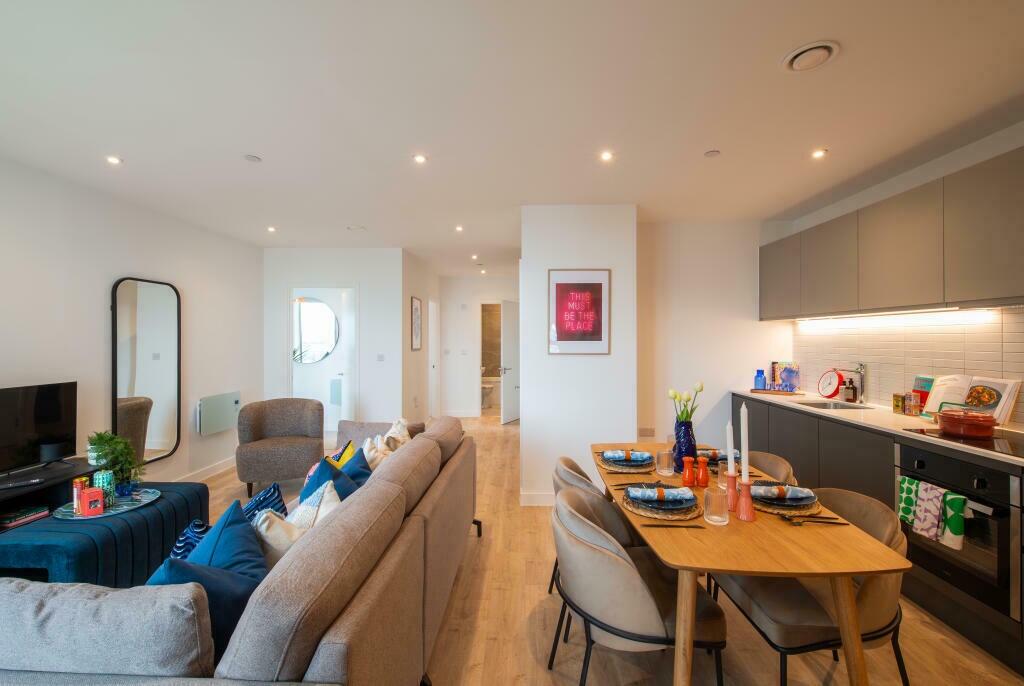 Bright and contemporary living and dining space...