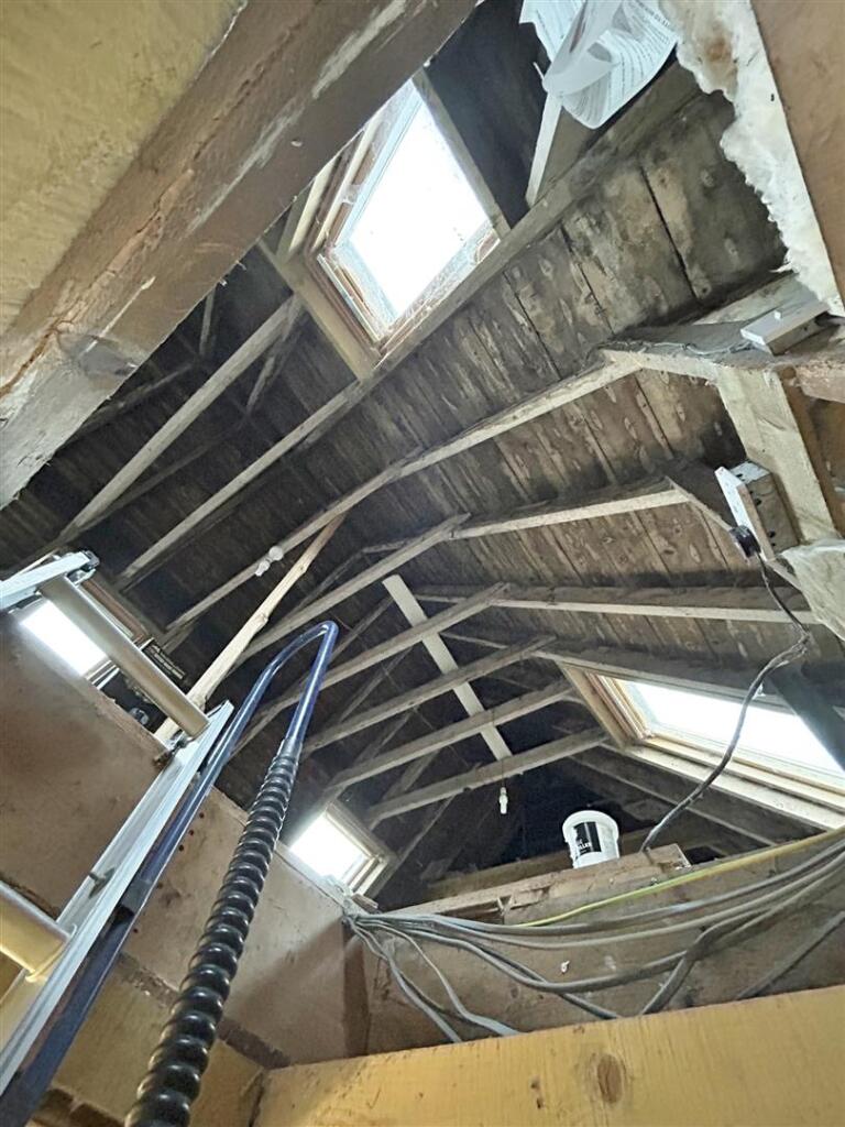 Up to the roof space