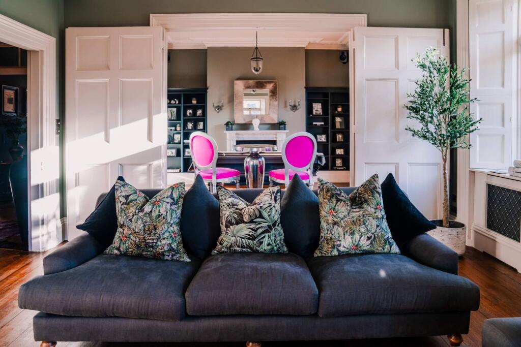 Drawing room that opens into billiards room