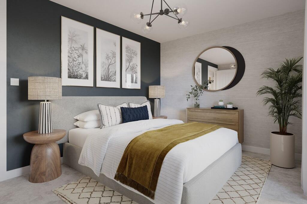 Spacious double bedroom with plenty of storage options