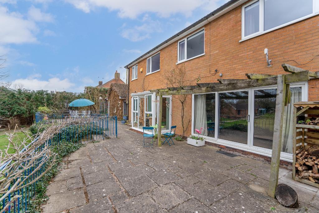 Large rear patio with wisteria and views