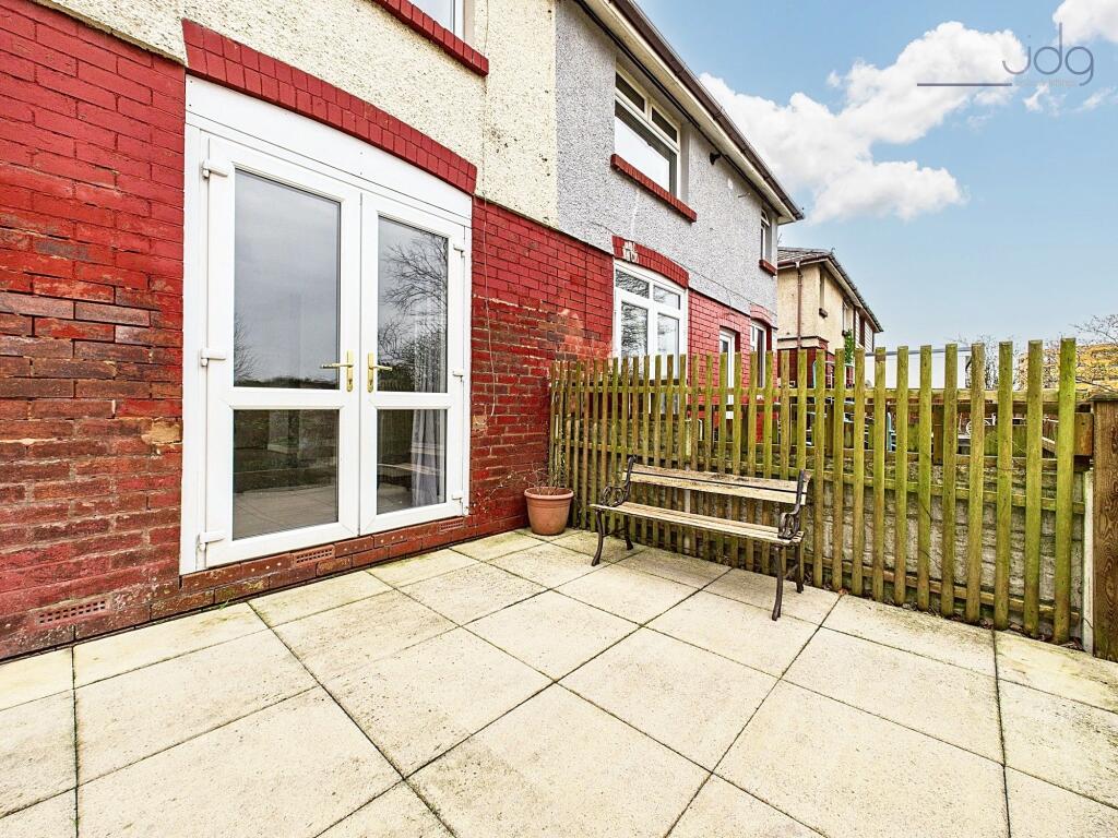 Flagged seating area