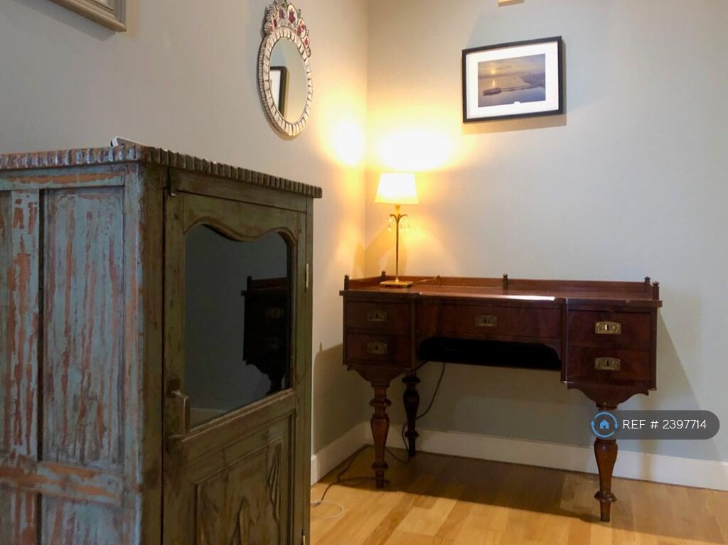 Antique Desk And Distressed Cupboard