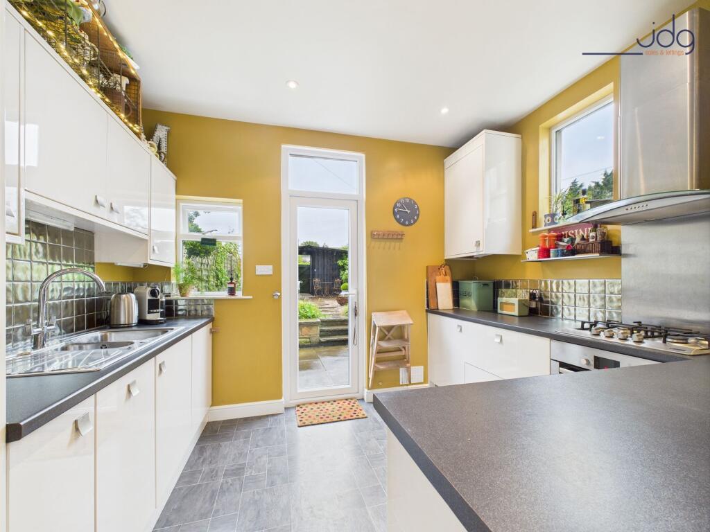 Open plan Kitchen Diner with Wood Fire and Breakfast Bar