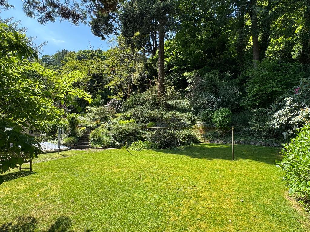 Section of flat garden and pond