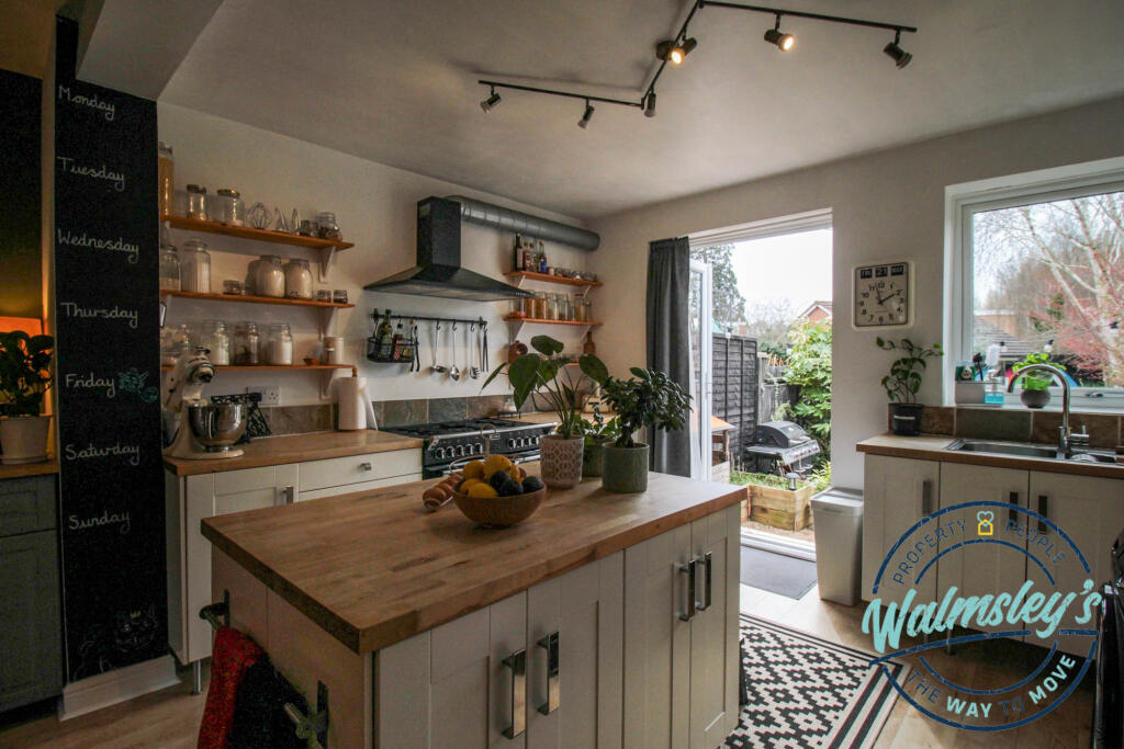 Kitchen area with French doors