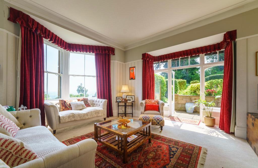 Elegant sitting room, doors to garden