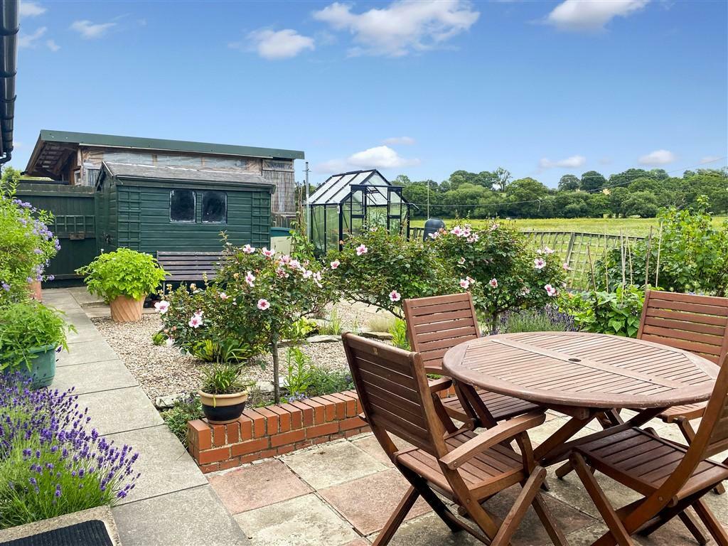 Rear Garden With Greenhouse &amp; Shed